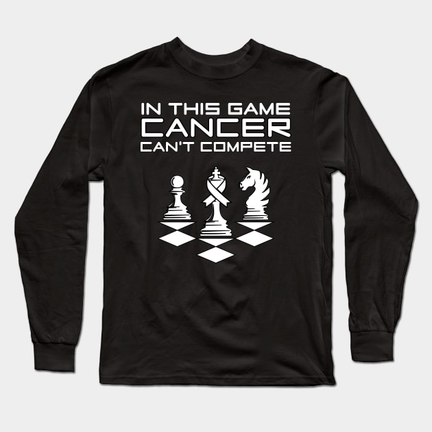 Lung cancer awareness white ribbon In this game cancer can not compete Long Sleeve T-Shirt by Shaderepublic